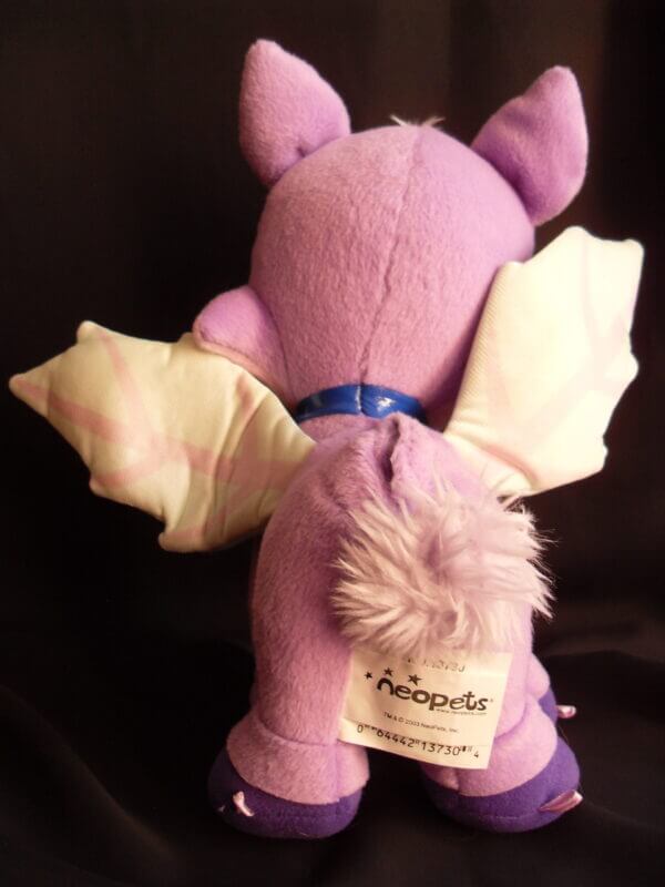 2004 Neopets Talking Faerie Ixi plush toy, back view.