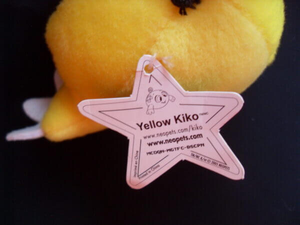 2005 Neopets McDonald's promo plush toy, Yellow Kiko tag.