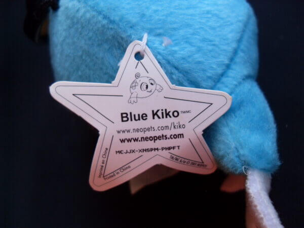 2005 Neopets McDonald's promo plush toy, Blue Kiko tag.