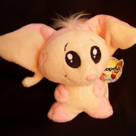 2004 Neopets Limited Too mini Pink Miamouse plush toy, front view.