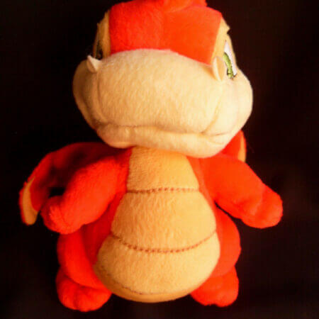 2002 Neopets Red Scorchio plush toy, front view.