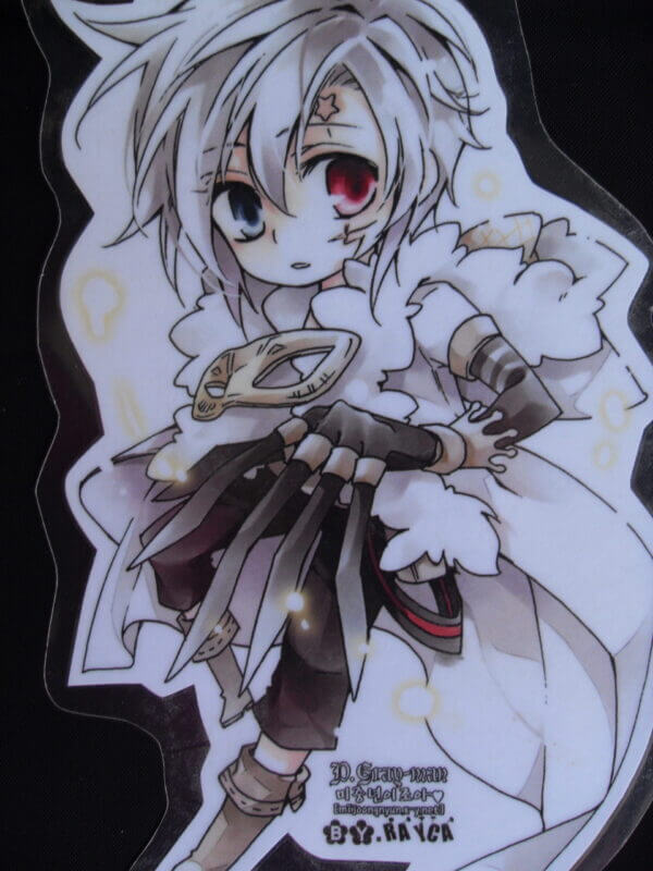 D. Gray-man - Allen Walker keychain charm as illustrated by Rayca, front view.
