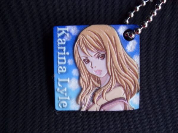 Karina Lyle as Blue Rose - Tiger & Bunny Tag Swing keychain charm, tag close-up.