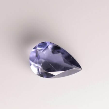 Iolite 9x6mm pear, front view.