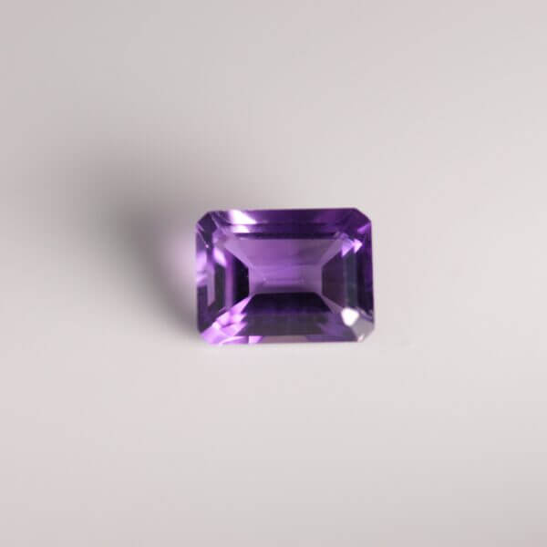 African Amethyst, 8x6mm octagon cut, front view.