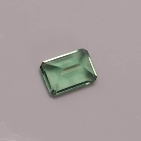 Green Fluorite, 7x5mm octagon, bottom view.