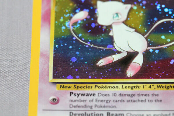 Mew (9), the holographic WOTC Black Star promo card, detail shot (1/8).