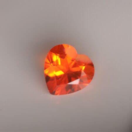Mexican Fire Opal, 7mm heart cut, top view.