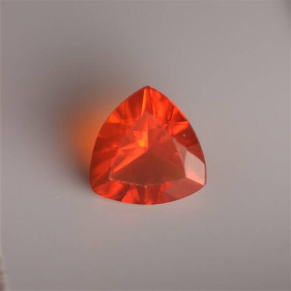 Mexican Fire Opal, 7mm round cut, top view.