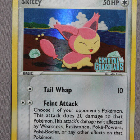 Skitty (41/100), the reverse holofoil Crystal Guardians card, front view.