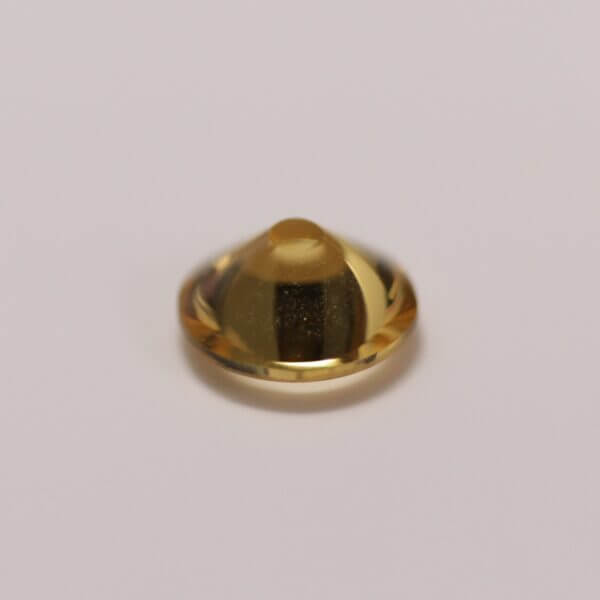 Heliodor, 8mm concentric cut round, side view.