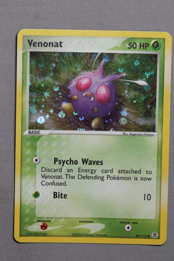 Venonat (84/112), the reverse holofoil EX FireRed & LeafGreen card, front view.