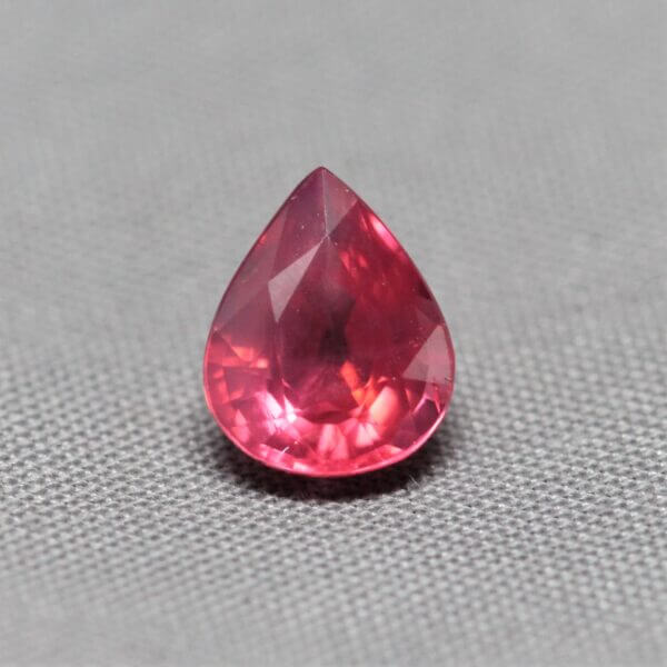 Mahenge Spinel, 7.5x6mm pear cut, front view.
