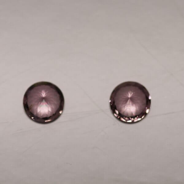 Pink Tourmaline, 4.5mm round cut matched pair, back view.