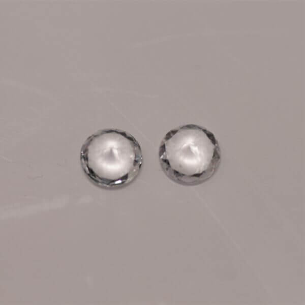 White Sapphire, 4.5mm round cut matched pair, back view.