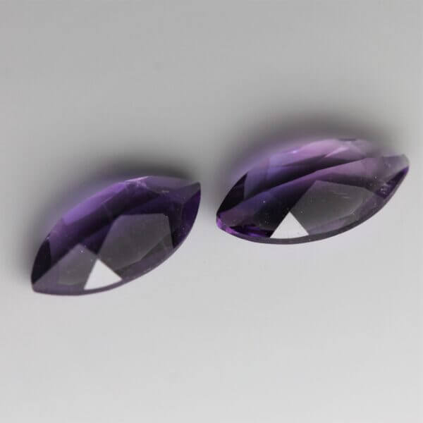 African Amethyst, 10x5mm marquise cut matched pair, back view.