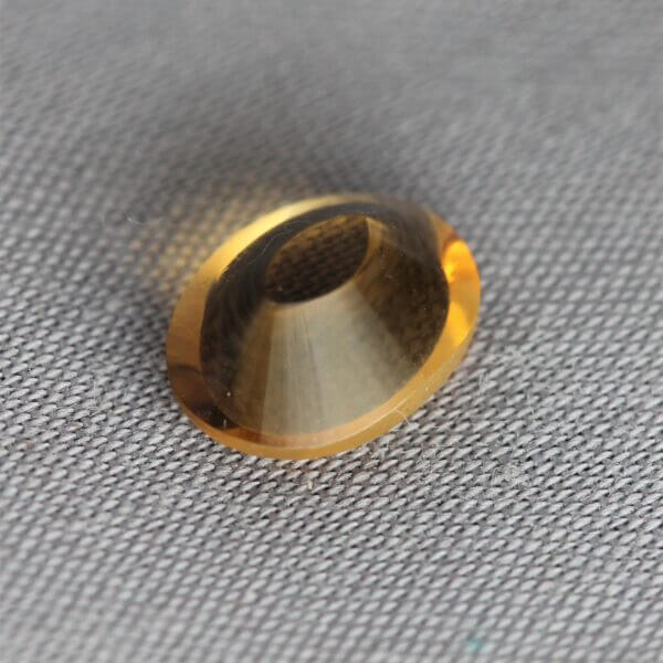 Madeira Citrine, 8x6mm concentric round cut, back view.