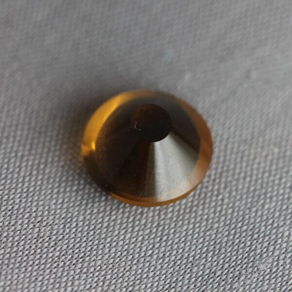 Madeira Citrine, 8mm concentric cut, back view.