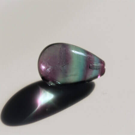 Fluorite, 15x10mm briolette bead, without ring.