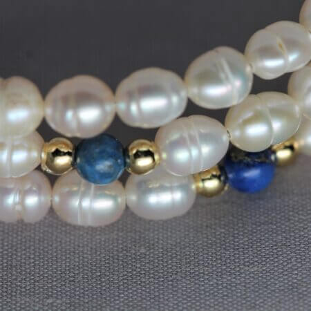 Freshwater Pearl and Lapis Lazuli Bracelet