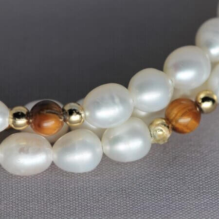 Freshwater Pearl and Tiger's Eye Bracelet